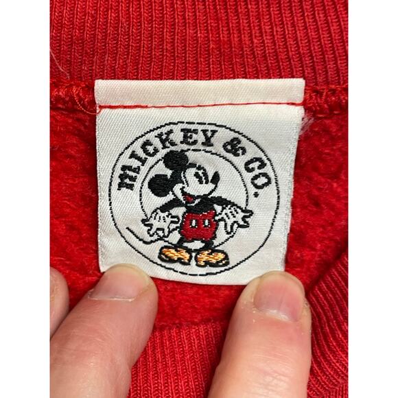 Vintage Mickey Mouse sweatshirt size XL red with embroidered MICKEY Disney - Picture 2 of 5